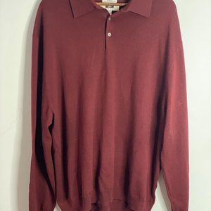 Joseph Abboud Men's Merino Wool Collared Burgundy Pullover Size 2X